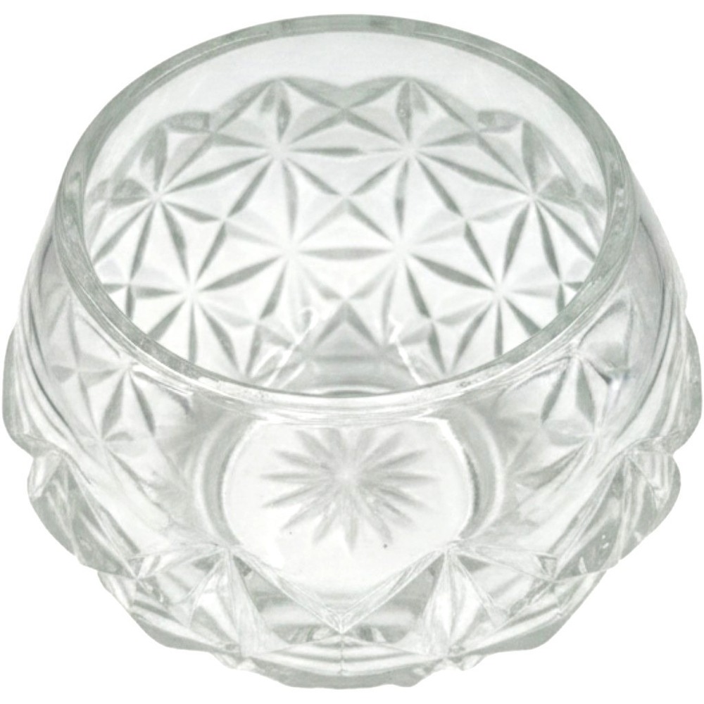 Vintage Clear Pressed Glass Rose Bowl‎ Geometric Diamond Starburst Vase 6 Inch